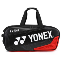 2024 YONEX Badminton Racket Bag Waterproof PU Leather Sports Bag Multifunctional Large Capacitiy For 6 Rackets