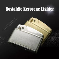 Retro Metal Kerosene Lighter Survival Fire Starter Cigarette Oil Lighters Creative Personality Grinding Wheel Lighter