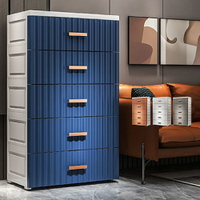 55&amp;60&amp;66面寬 時尚條紋五層收納櫃-白、藍、灰、橙 四色可選 多款尺寸【024172】MR.BOX