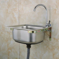 小水槽304不銹鋼水槽小單槽廚房洗菜盆陽臺洗碗池簡易水盆套餐帶支架