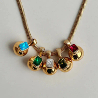 Dây chuyền mặt đá quý hình trái tim màu vàng 18K của Miranda, mạ chân không chất lượng cao, trang sứ