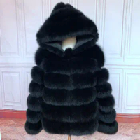 Fur Coat Women's Winter Coats Overcoat Female Fur Jackets For Women Long Sleeves Hood womans Real fur coats Real Fur Clothing