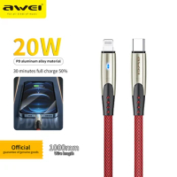 Awei CL-119L PD 20W Fast Charging Cable For iPhone 12 11 13 Pro Xr 2.4A Mobile Phone Lightning Charger Cord Data Charger Wire