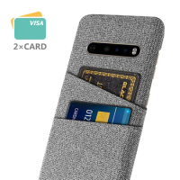 Luxury Fabric Phone Cover for LG V60 ThinQ, Thin Q Case, Dual Card