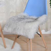 【JEN】仿澳洲羊毛方形椅墊坐墊沙發墊地毯地墊50*50cm-白色尖灰
