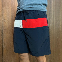 美國百分百【全新真品】Tommy Hilfiger 海灘褲 TH 褲子 短褲 休閒褲 鬆緊 logo 男 拼色 G956