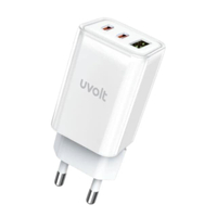 หัวชาร์จเร็ว PD 65W UVOLT Adapter Type C+USB-A น้ำหนักเบา พกพาง่าย - UVA65W-01 (สีขาว)
