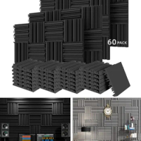 Make friend 60Pcs 250x250x50mm Studio Acoustic Foam Sound Absorbing Noise Insulation Foam Sound Proofing Treatment Panels