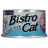 【Seeds 聖萊西】Bistro cat特級銀貓健康餐罐-白身鮪魚+吻仔魚(80gX24罐)