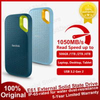 SanDisk E61 Portable External Solid State Drive ssd USB3.2 Gen2 Type-C Extreme Portable SSD Up to 1050MB/s hard disk 1TB 2TB 4TB