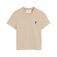 AMI Paris Black De Coeur Cotton T-Shirt White Coffee