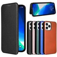 For Apple iPhone 13 14 Pro Max Mini Plus Luxury Flip Carbon Fiber Skin Magnetic Adsorption Case For iPhone13 iPhone14 Phone Bags