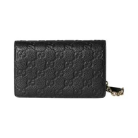 Gucci GG Emblem Wallet On Chain Leather Black Black