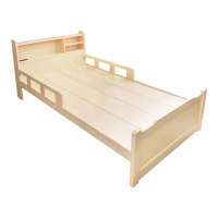 【柏蒂家居】尼貝3.5尺單人書架型插座床頭護欄實木床架/兒童床組