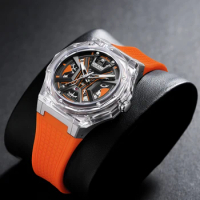 Ailang genuine men's polygonal rubber band waterproof hollow tourbillon luminous fashion trend automatic mechanical watch