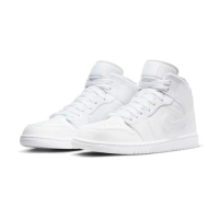 【NIKE 耐吉】Air Jordan 1 Mid Triple White 全白 554724-136(AJ1 男鞋 休閒鞋)
