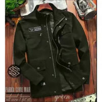 MND Jaket Parka Civir War Bordir Jaket Parka Kanvas Jaket Pria Musim Dingin Hijau Army M