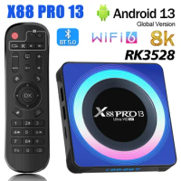 X88Pro13 Smart TV Box Android13.0 Rockchip RK3528 2GB16GB 4GB 32GB/64GB Wifi6 BT5.0 2.4G/5G Wifi 8K HD Media Player Set Top Box