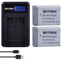 Batmax 2pc NB-13L NB13L Battery + LCD USB Charger for Canon PowerShot G5X G7X G9X G7X,G7X Mark III G9 X,SX620 SX720 SX730 HS