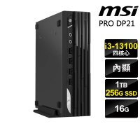 【MSI 微星】i3迷你商用電腦(PRO DP21 13M-492TW/i3-13100/16G/256G SSD+1TB HDD/W11P)