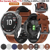 22/26mm Silicone+Leather Watchbands Strap For Garmin Fenix 7 7X 6 6XPro 5 5X Plus 3HR Belt Easyfit Epix Gen 2 Wristband Bracelet