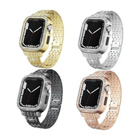 uhgbsd Strap For AppleWatch 1-8 40 44 41 45mm Generation Watches With Metal Integrated Double Row Full DiamonD Chain Watch Band