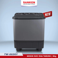 NEW PRODUK Sanken Mesin Cuci 2 Dua Tabung TW-882GY Twin Tub 9Kg Silver