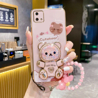 Ốp Điện Thoại, Ốp Cho OPPO A16K, Giá Đỡ Gấu Xinh Xắn, Mạ, Ốp Lưng Mềm, Chống Vỡ, Bảo Vệ Camera, Ốp L