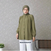 ALINA BLOUSE KRINGKEL baju atasan wanita lengan panjang Airflow Kancing