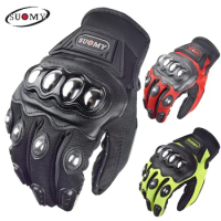 SUOMY Gloves Full Finger Breathable Summer Gloves Drop-proof Wear-resistant Motorcycle Gloves Stainless Metal Protective Shell