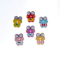 Free Shipping 50Pcs Random Mixed Lovely Cartoon Frog 2 Holes Multicolor Wood Sewing Buttons Scrapbooking 18x14mm F1134