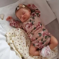 Bebes Boneka bayi tidur buatan tangan 48CM, Rosalie kulit 3D dengan akar tangan terlihat