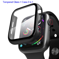 Protector Cover for Apple Watch Case 44mm 40mm iWatch 42mm 38mm Bumper Tempered Glass for Apple Watch 1 2 3 4 5 6 SE Accessories