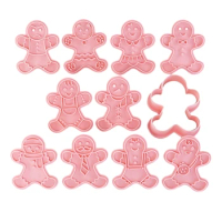 Set of 11 Christmas Cookie Cutters Pressable Biscuits Cutters Gingerbreads Man Biscuits Mold Cookie Molds for Children