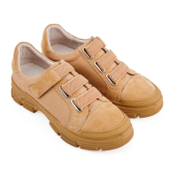 【A.S.O 阿瘦集團】BESO 絨面皮彈性鞋帶鋸齒厚底休閒鞋(茶色)