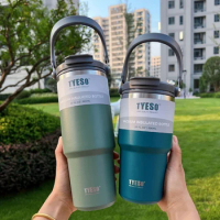 Tyeso 600ml 900ml 1200ml Tumbler Coffee Cup Stainless Steel Vacuum Thermal Insulated Mug Cold Storage Large Capacity 20 30 40 oz