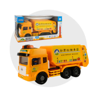 【888ezgo】ST台灣配音大型黃色環保垃圾車（台灣垃圾車音樂）（車門開附人偶）（品質佳超會跑）