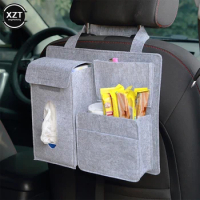 Car Back Seat Storage Bag Organizer Hanging Bag Paper Towel Mobile Phone Storage Felt Bag Debris Organizer Accessories