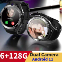 6G+128GB 4G LTE Smart Watch Phone Android 11 Dual CPU 8MP Camera 1800mAh Sim Card Wi-Fi GPS 1.6'' Men Smartwatch For Android iOS