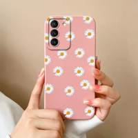 Case For Samsung Galaxy S21 FE Plus Ultra Flower Soft Liquid Silicone Square Protection Back Cover For Samsung S 21 S21FE Coque