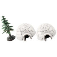 Polar Igloo Christmas Tree Figurines Set Miniature Realistic Arctic Figures Toy Playset