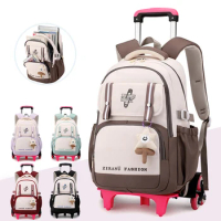 School Backpack with wheels Rolling Backpack for Girls Kids Student Wheeled Backpack Trolley School Bag Travel Trolley Luggage