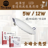 〖TOYAMA特亞馬〗💡崁入孔 15公分/9.5公分 12W/5W LED 超薄 雷達 微波 感應 崁燈 全暗全亮型〖永光照明〗全系列 等待期較長 不耐等候勿下單