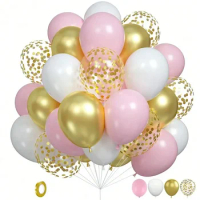 20PCS-12 inch pink gold colorful confetti balloons, pearl white latex balloons, wedding party decorations, birthday parties