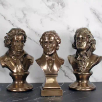 Imitation Bronze Beethoven Chopin Mozart Statue Resin Sculpture office Home room Decor European Figure Musician Ornaments Gifts