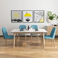 實木餐桌椅組合現代簡約橡膠木北歐大小戶型橡木飯桌椅子一桌六椅