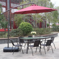 戶外桌椅庭院帶遮陽傘公園別墅休閑桌椅套餐露天室外遮陽棚香蕉傘