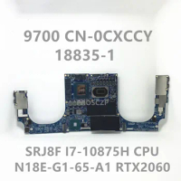 CN-0CXCCY 0CXCCY CXCCY FOR XPS 13 9700 Laptop Motherboard 18835-1 With SRJ8F I7-10875H CPU N18E-G1-65-A1 RTX2060 100% Tested OK