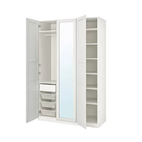 PAX/TYSSEDAL 衣櫃/衣櫥組合, 白色/鏡面, 150x60x236 公分