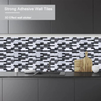 Vividtiles Modern Easy to DIY Backsplash Decor Wallpaper Popular 3D Black Silver Gray Peel and Stick Wall Tiles - 1 Sheet